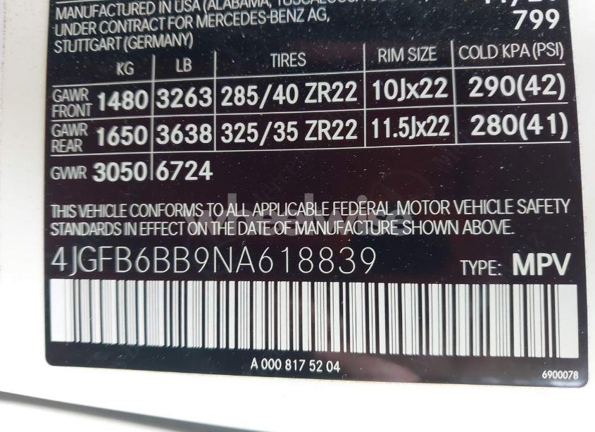 Photo 9 of 2022 Mercedes-benz Amg GLE 53 4MATIC (VIN 4JGFB6BB9NA618839)