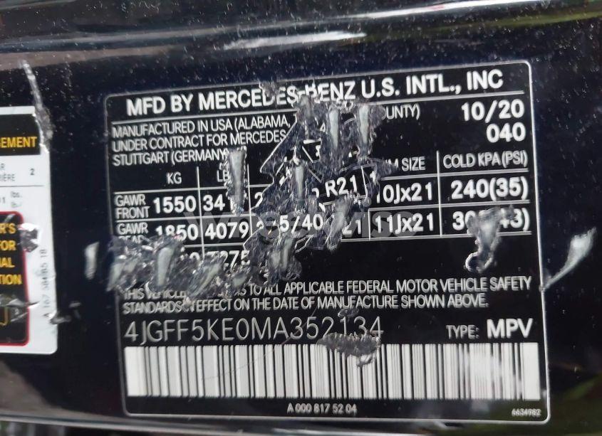 Photo 9 of 2021 Mercedes-benz Gls 450 4MATIC (VIN 4JGFF5KE0MA352134)