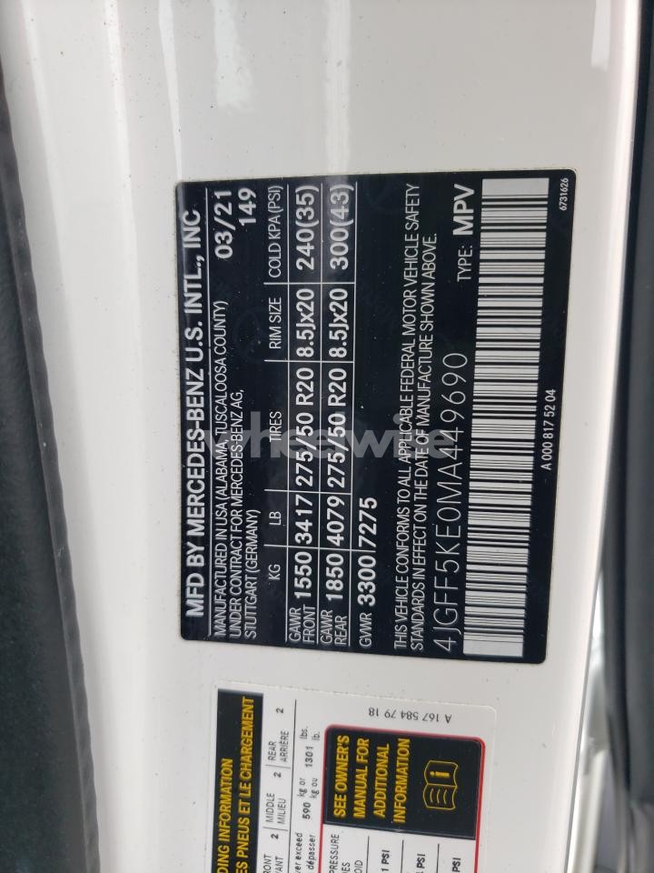 Photo 13 of 2021 MERCEDES-BENZ GLS 450 4MATIC (VIN 4JGFF5KE0MA449690)