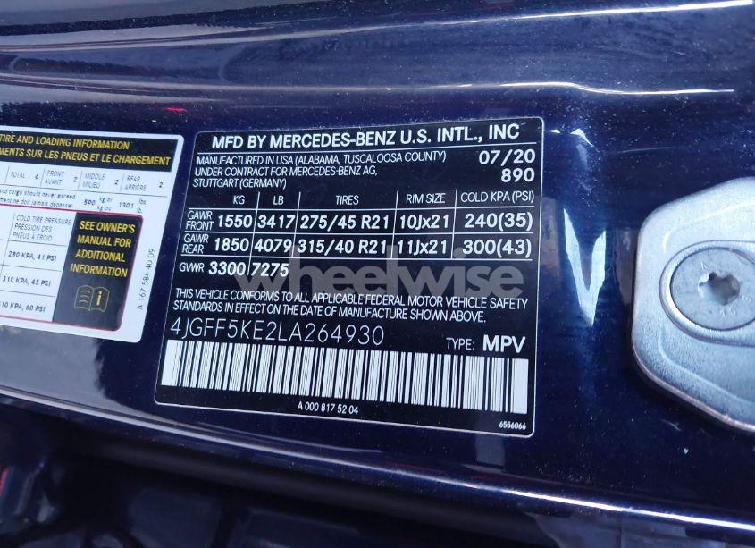 Photo 9 of 2020 Mercedes-benz Gls 450 4MATIC (VIN 4JGFF5KE2LA264930)