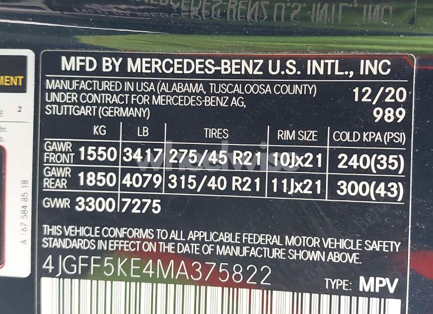 Photo 9 of 2021 Mercedes-benz Gls GLS 450 (VIN 4JGFF5KE4MA375822)