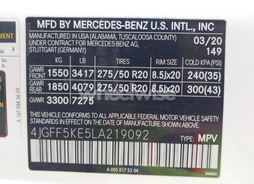 Photo 9 of 2020 Mercedes-benz Gls 450 4MATIC (VIN 4JGFF5KE5LA219092)