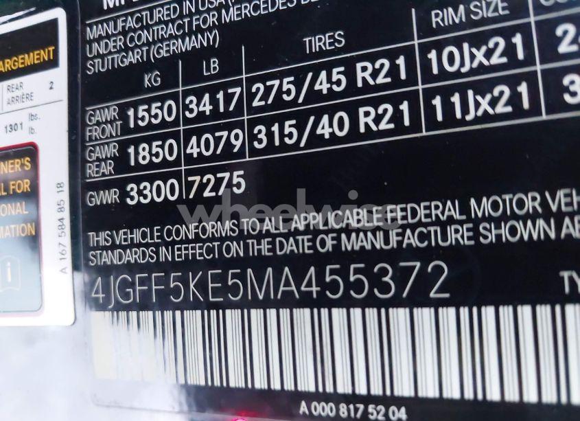 Photo 9 of 2021 Mercedes-benz Gls 450 4MATIC (VIN 4JGFF5KE5MA455372)