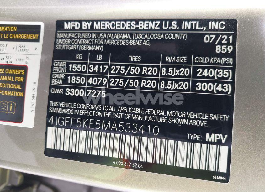 Photo 9 of 2021 Mercedes-benz Gls 450 4MATIC (VIN 4JGFF5KE5MA533410)