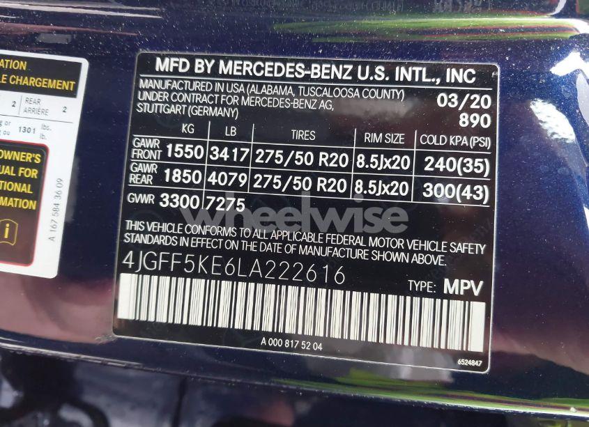 Photo 9 of 2020 Mercedes-benz Gls 450 4MATIC (VIN 4JGFF5KE6LA222616)