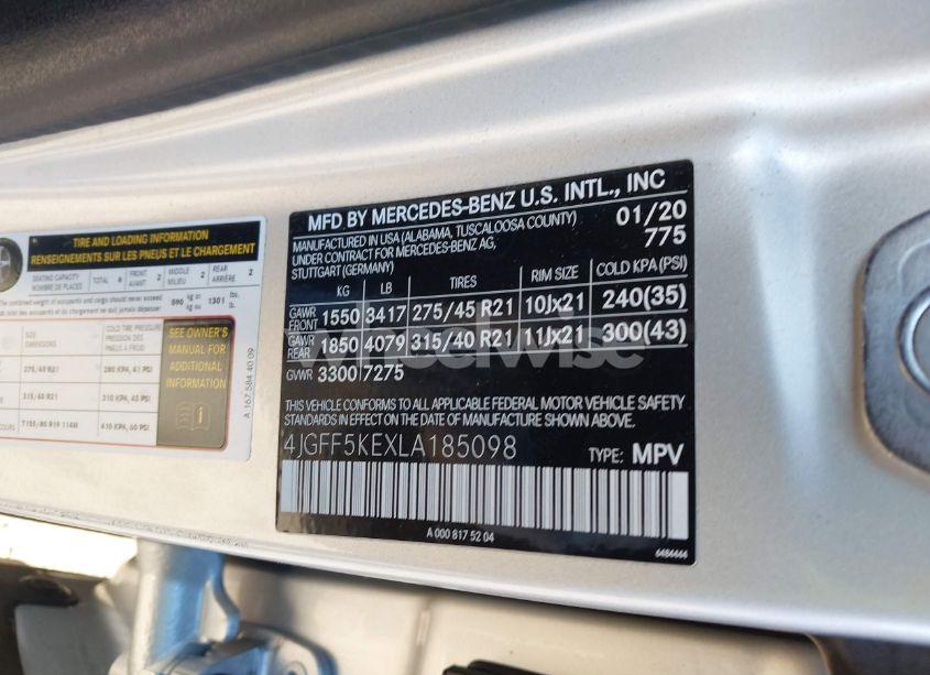 Photo 9 of 2020 Mercedes-benz Gls 450 4MATIC (VIN 4JGFF5KEXLA185098)