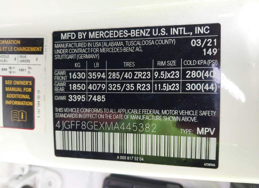 Photo 9 of 2021 Mercedes-benz Gls 580 4MATIC (VIN 4JGFF8GEXMA445382)