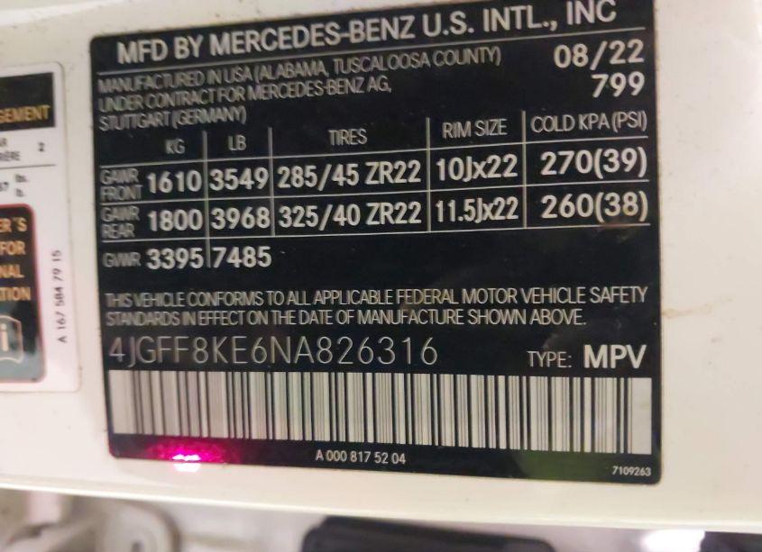 Photo 9 of 2022 Mercedes-benz Amg GLS 63 4MATIC (VIN 4JGFF8KE6NA826316)