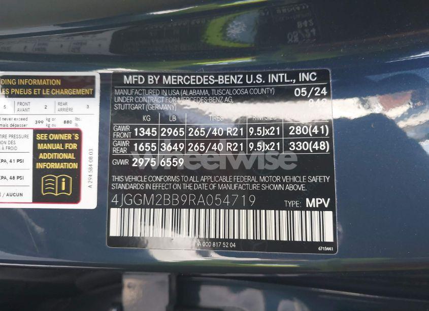 Photo 9 of 2024 Mercedes-benz Eqe 350+ SUV (VIN 4JGGM2BB9RA054719)