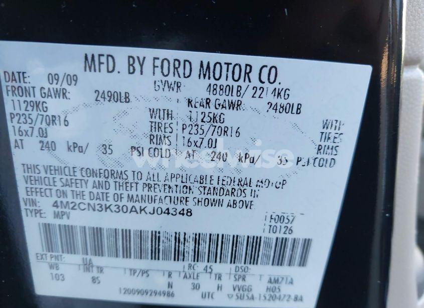 Photo 9 of 2010 Mercury Mariner HYBRID (VIN 4M2CN3K30AKJ04348)