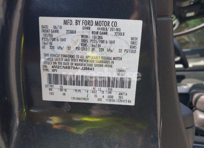 Photo 9 of 2010 Mercury Mariner (VIN 4M2CN8B79AKJ28843)