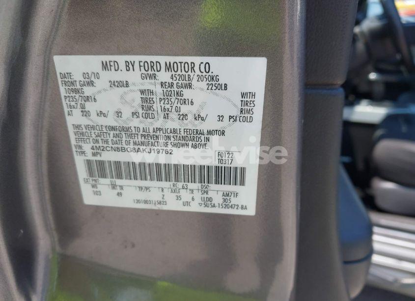 Photo 9 of 2010 Mercury Mariner (VIN 4M2CN8BG8AKJ19762)