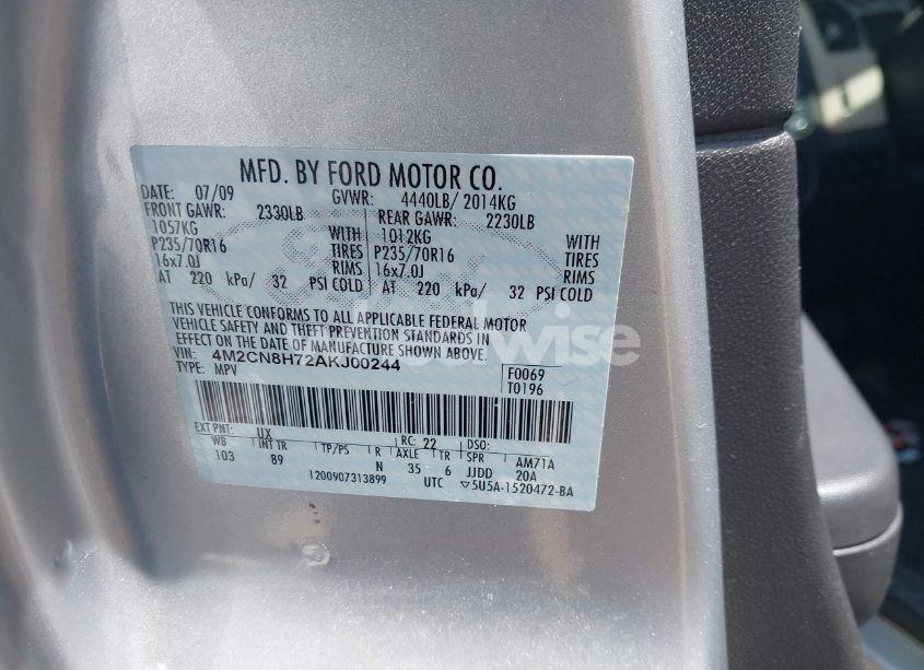 Photo 9 of 2010 Mercury Mariner PREMIER (VIN 4M2CN8H72AKJ00244)