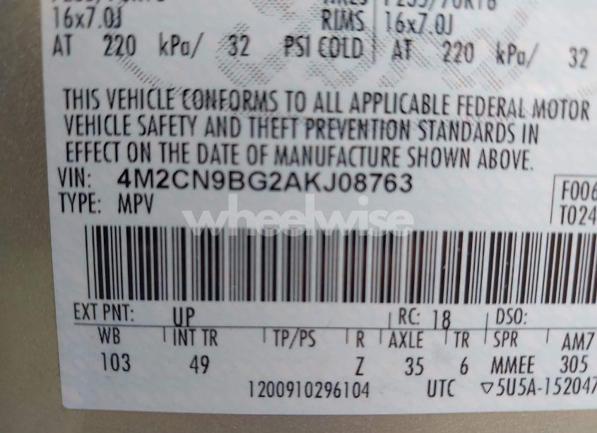 Photo 9 of 2010 Mercury Mariner (VIN 4M2CN9BG2AKJ08763)