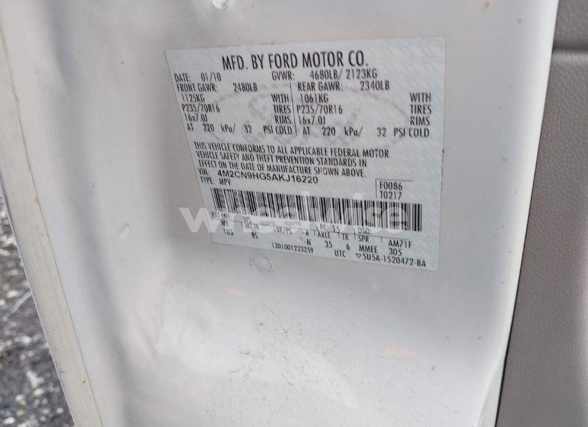 Photo 9 of 2010 Mercury Mariner PREMIER (VIN 4M2CN9HG5AKJ16220)