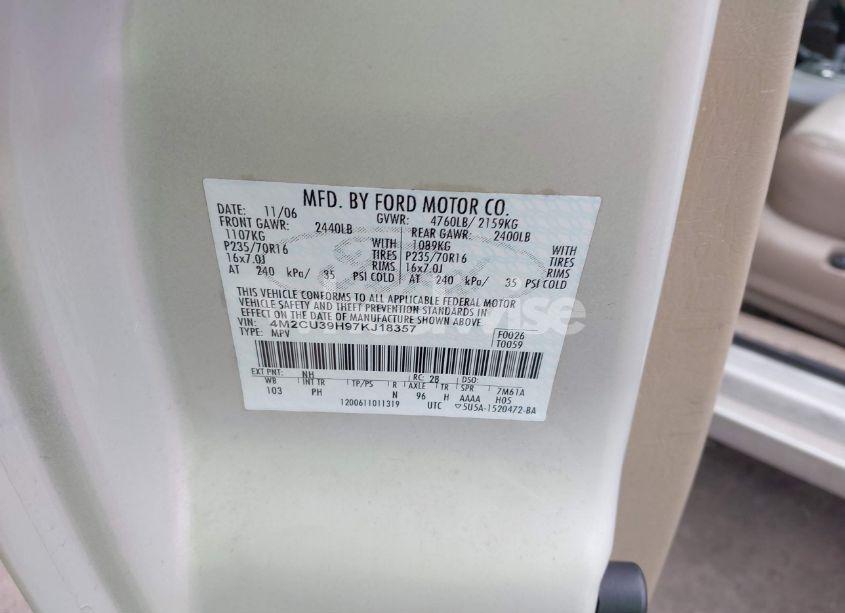 Photo 9 of 2007 Mercury Mariner HYBRID (VIN 4M2CU39H97KJ18357)