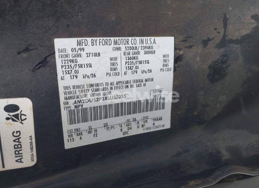 Photo 9 of 1999 Mercury Mountaineer N/A (VIN 4M2DU52P3XUJ37055)