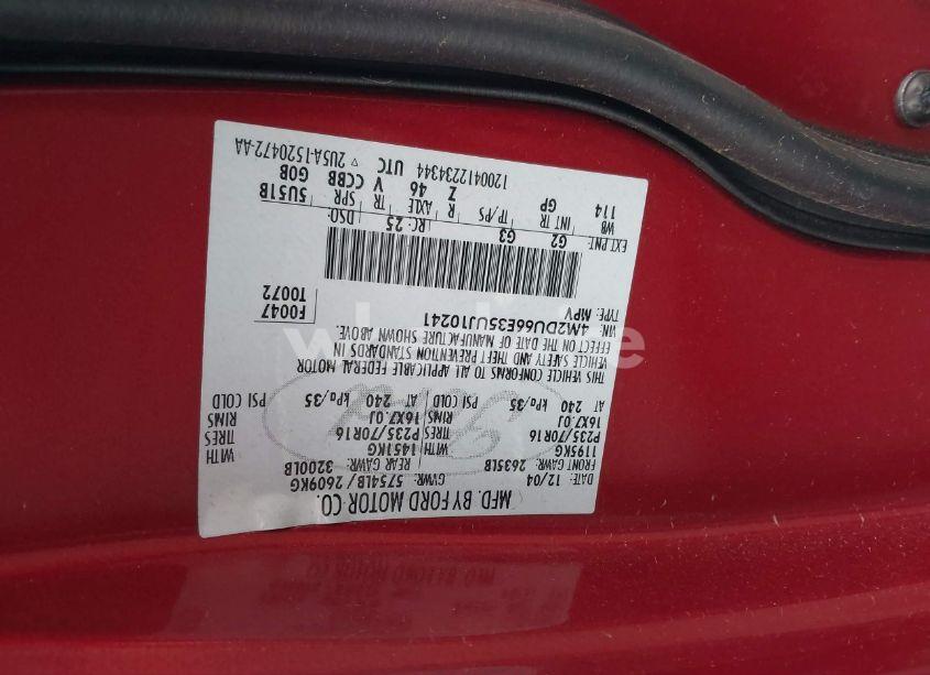 Photo 9 of 2005 Mercury Mountaineer N/A (VIN 4M2DU66E35UJ10241)