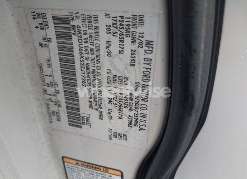 Photo 9 of 2003 Mercury Mountaineer N/A (VIN 4M2DU66K53ZJ17262)