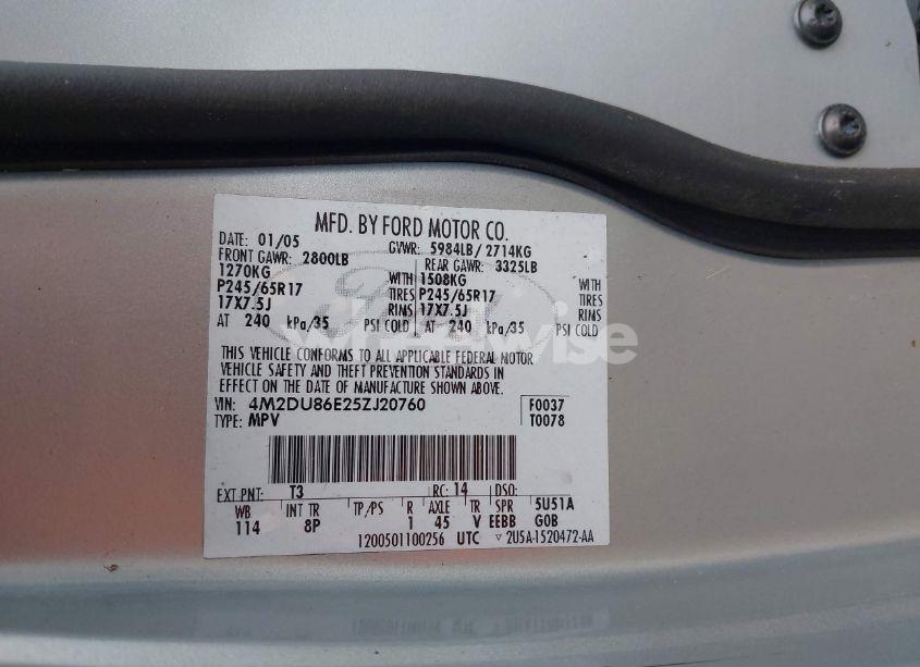 Photo 9 of 2005 Mercury Mountaineer N/A (VIN 4M2DU86E25ZJ20760)