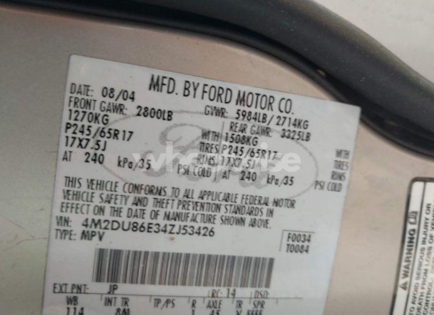 Photo 9 of 2004 Mercury Mountaineer N/A (VIN 4M2DU86E34ZJ53426)