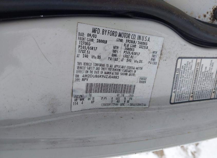 Photo 9 of 2004 Mercury Mountaineer N/A (VIN 4M2DU86K94ZJ04883)