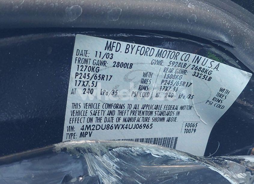 Photo 9 of 2004 Mercury Mountaineer N/A (VIN 4M2DU86WX4UJ06965)