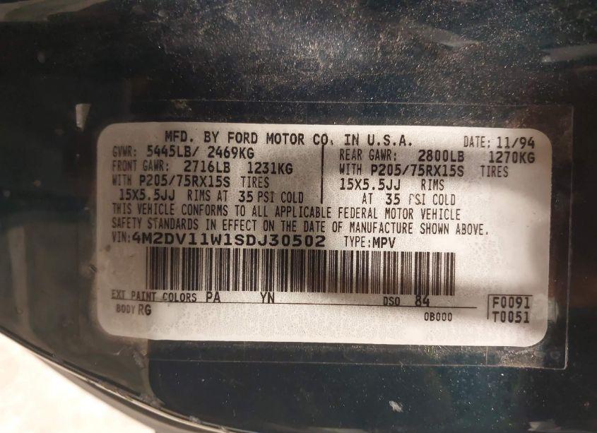 Photo 9 of 1995 Mercury Villager N/A (VIN 4M2DV11W1SDJ30502)