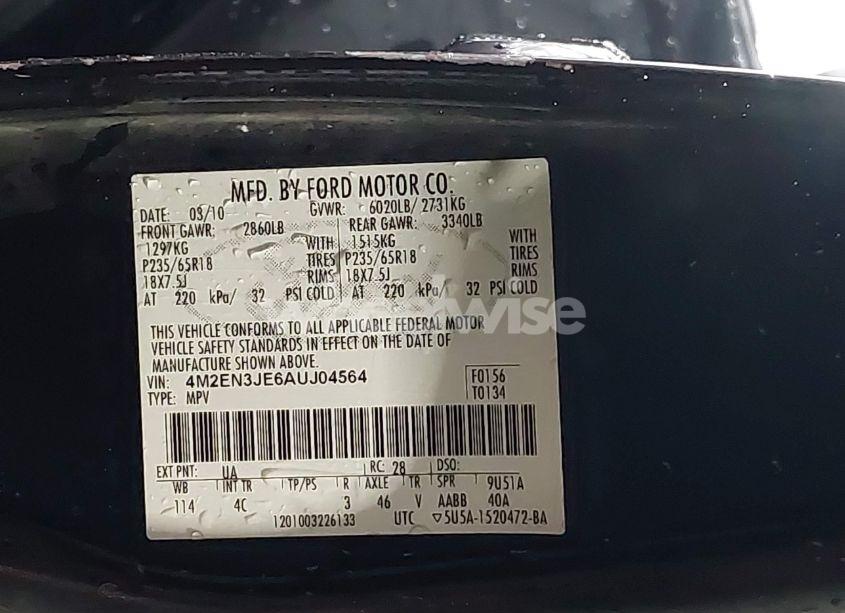 Photo 9 of 2010 Mercury Mountaineer PREMIER (VIN 4M2EN3JE6AUJ04564)