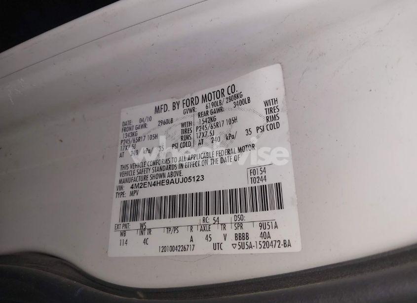 Photo 9 of 2010 Mercury Mountaineer N/A (VIN 4M2EN4HE9AUJ05123)