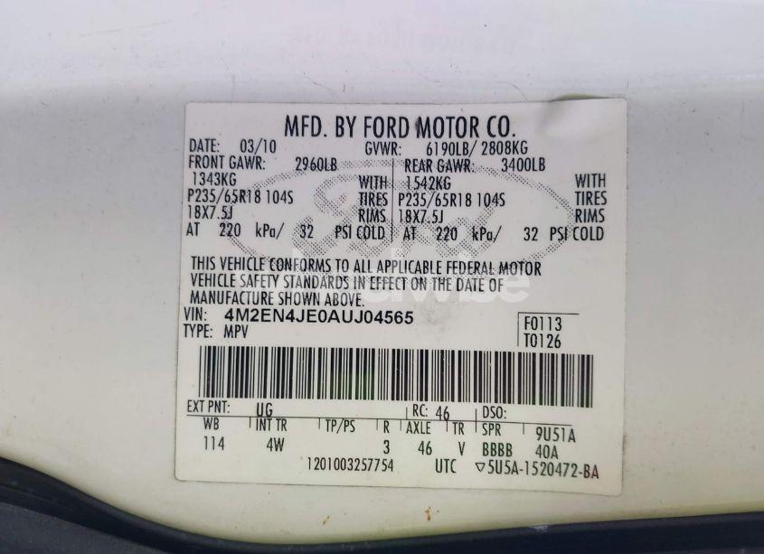 Photo 9 of 2010 Mercury Mountaineer PREMIER (VIN 4M2EN4JE0AUJ04565)