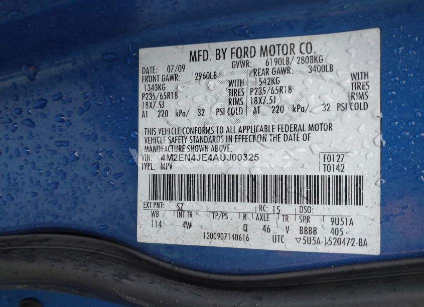 Photo 9 of 2010 Mercury Mountaineer PREMIER (VIN 4M2EN4JE4AUJ00325)