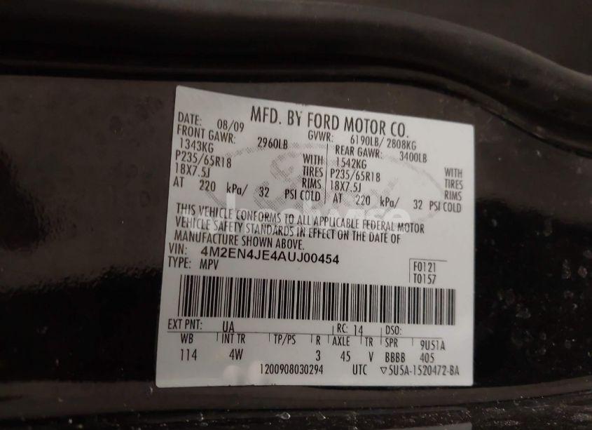 Photo 9 of 2010 Mercury Mountaineer PREMIER (VIN 4M2EN4JE4AUJ00454)