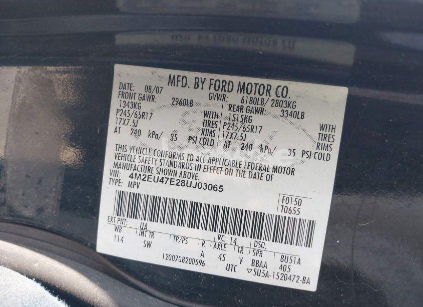 Photo 9 of 2008 Mercury Mountaineer N/A (VIN 4M2EU47E28UJ03065)