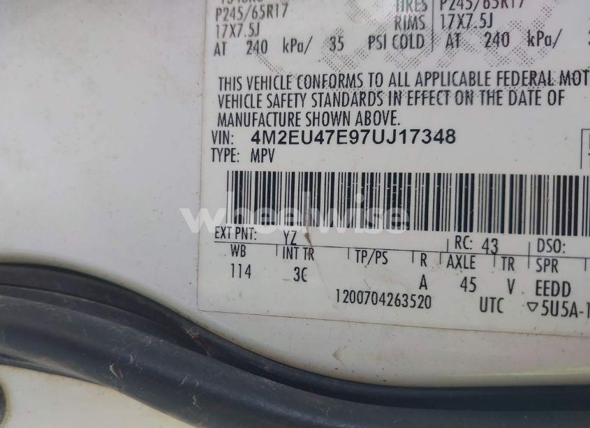 Photo 9 of 2007 Mercury Mountaineer N/A (VIN 4M2EU47E97UJ17348)