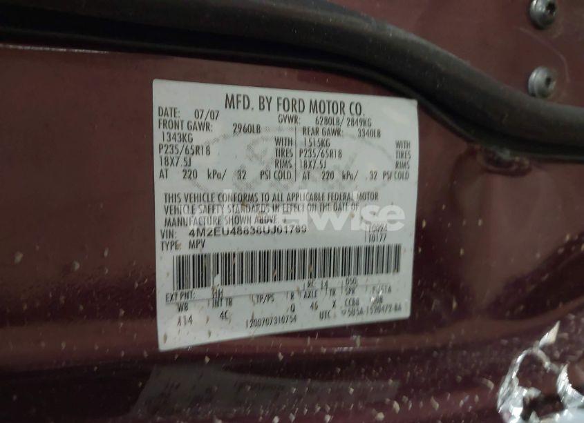 Photo 9 of 2008 Mercury Mountaineer PREMIER (VIN 4M2EU48838UJ01799)