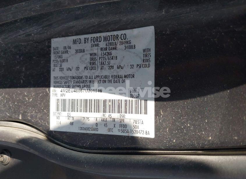 Photo 9 of 2007 Mercury Mountaineer PREMIER (VIN 4M2EU48867UJ01519)