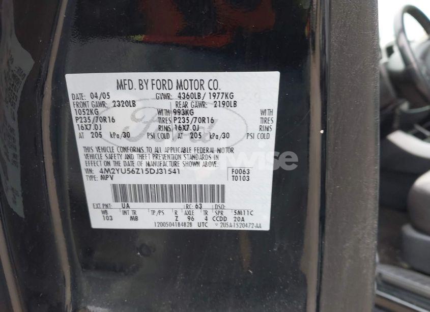 Photo 9 of 2005 Mercury Mariner CONVENIENCE (VIN 4M2YU56Z15DJ31541)