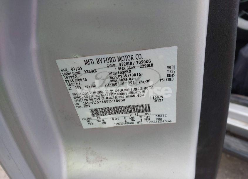 Photo 9 of 2005 Mercury Mariner CONVENIENCE (VIN 4M2YU57Z55DJ18600)