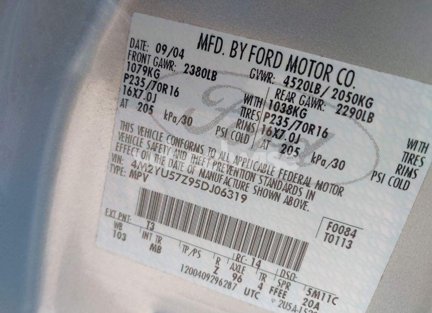 Photo 9 of 2005 Mercury Mariner CONVENIENCE (VIN 4M2YU57Z95DJ06319)