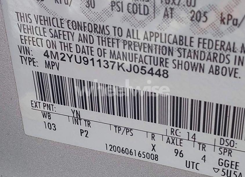 Photo 9 of 2007 Mercury Mariner LUXURY (VIN 4M2YU91137KJ05448)