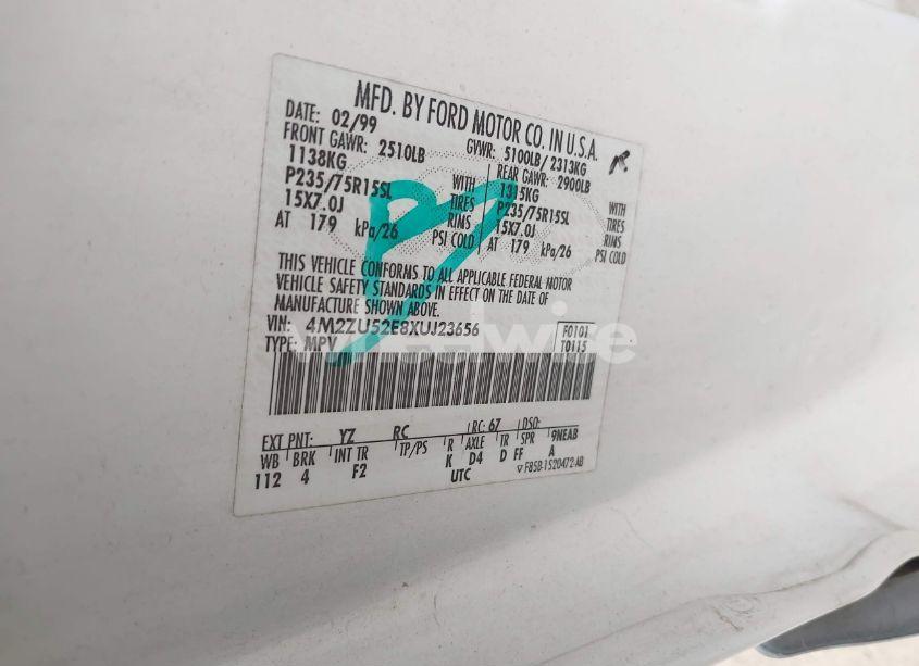 Photo 9 of 1999 Mercury Mountaineer N/A (VIN 4M2ZU52E8XUJ23656)