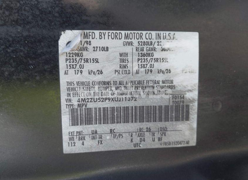 Photo 9 of 1999 Mercury Mountaineer N/A (VIN 4M2ZU52P9XUJ11372)