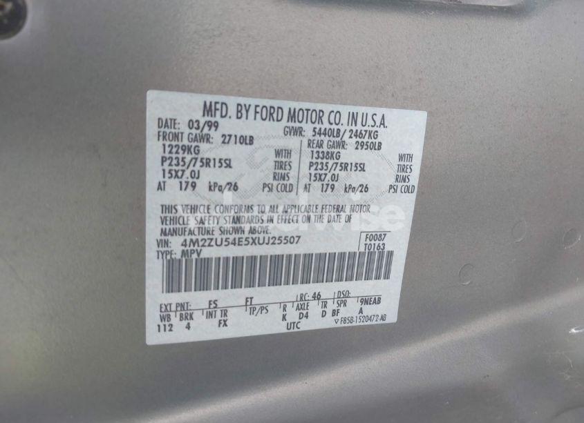 Photo 9 of 1999 Mercury Mountaineer N/A (VIN 4M2ZU54E5XUJ25507)