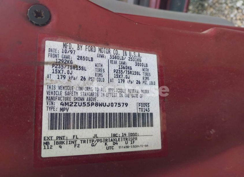 Photo 9 of 1998 Mercury Mountaineer N/A (VIN 4M2ZU55P8WUJ07579)