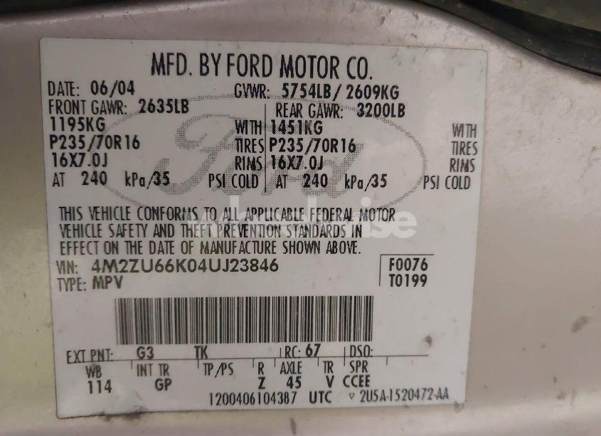 Photo 9 of 2004 Mercury Mountaineer N/A (VIN 4M2ZU66K04UJ23846)