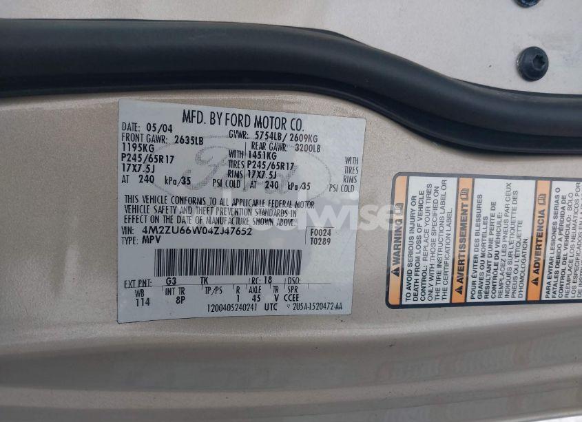 Photo 9 of 2004 Mercury Mountaineer N/A (VIN 4M2ZU66W04ZJ47652)