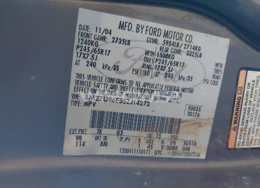 Photo 9 of 2005 Mercury Mountaineer N/A (VIN 4M2ZU86E85ZJ14273)