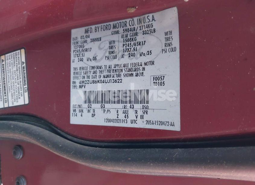 Photo 9 of 2004 Mercury Mountaineer N/A (VIN 4M2ZU86K04UJ13622)