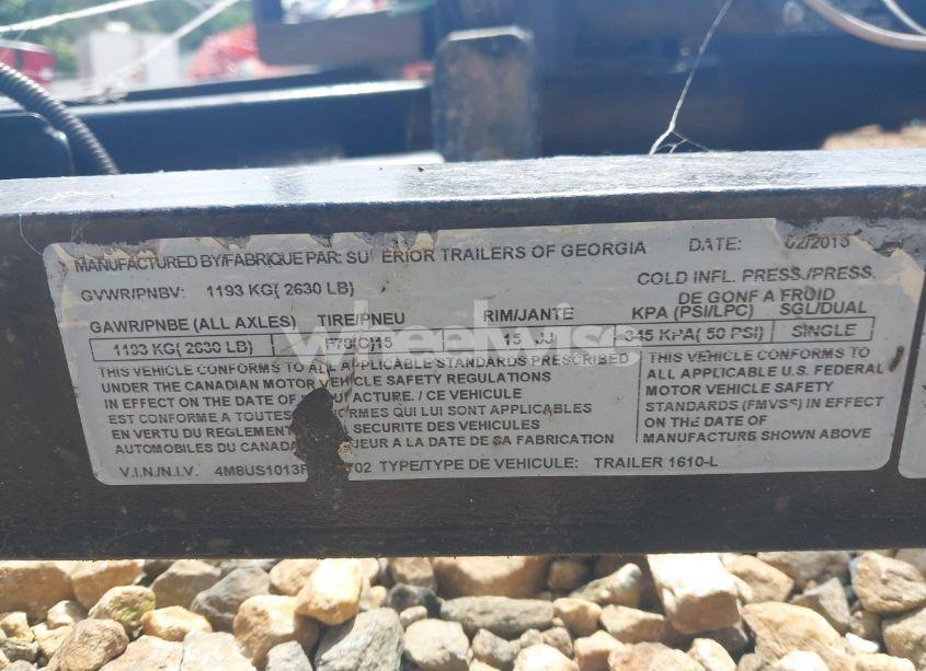 Photo 9 of 2015 Superior Trailers UTILITY TRAILER (VIN 4M8US1013FD000702)